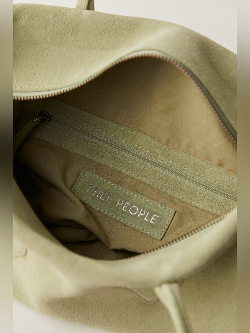 NWT Free People Sierra Suede Shoulder Bag in Moss Green 13X7 NEW $78 Leather - Picture 3 of 10